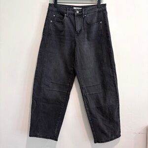 12th Tribe Muse Washed Black Barrel Denim Jeans